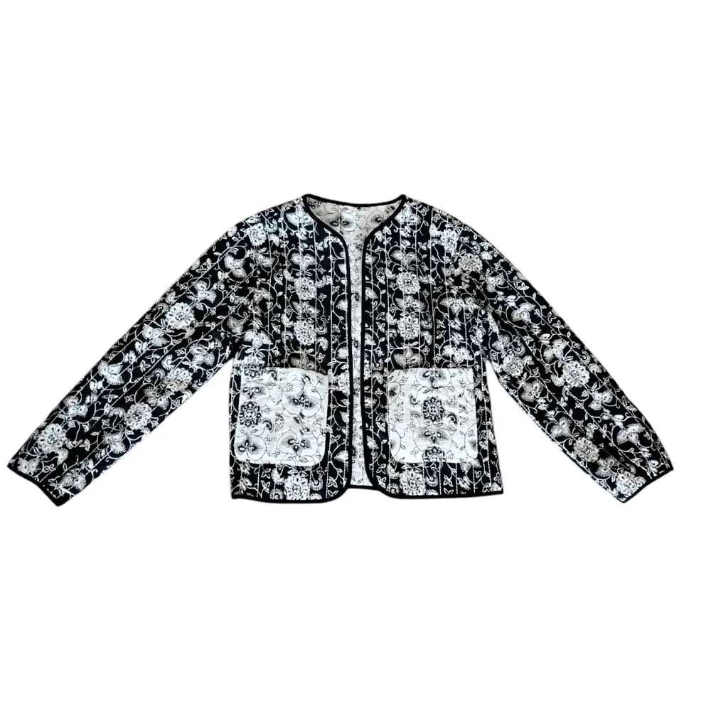 Tulip Reversible Quilted Jacket Womens XL Cottagecore Bohemian Boho Quiet Luxury - Picture 2 of 9